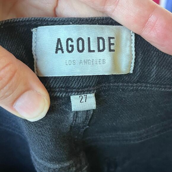 Agolde Women's Nico Jean High Rise Slim Fit Black Button Fly Size 27 - Picture 5 of 7